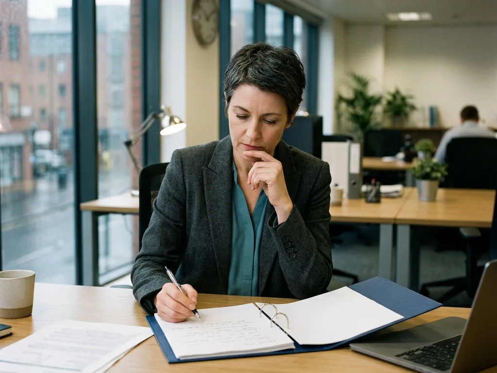 Manager reviewing a probation file close to a decision deadline.